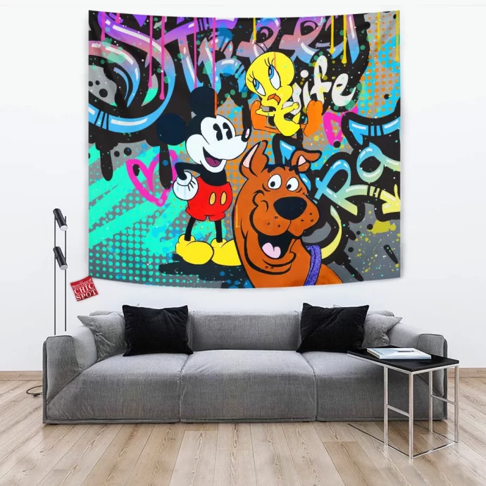 Scooby-doo - Mickey Mouse and Tweety Tapestry