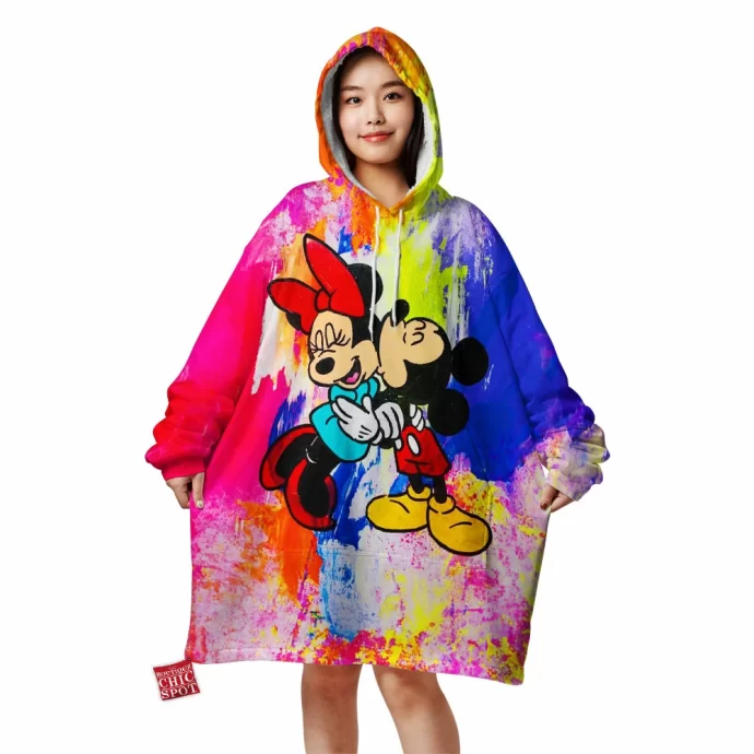 Mickey Mouse and Minnie Mouse Blanket Hoodie