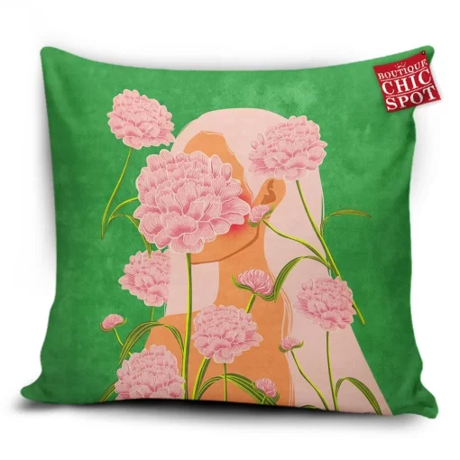 Woman Flower Pillow Cover