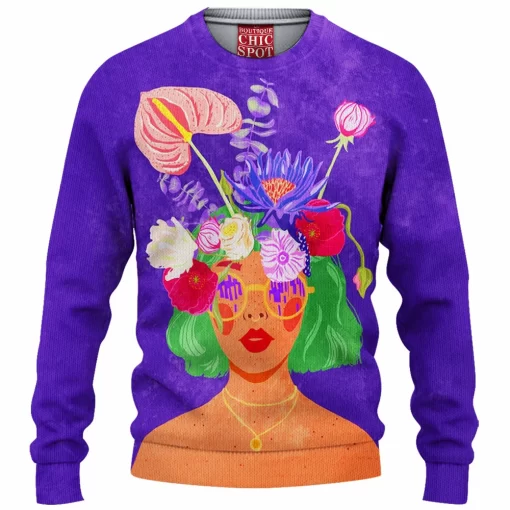 Woman Flower Knitted Sweater