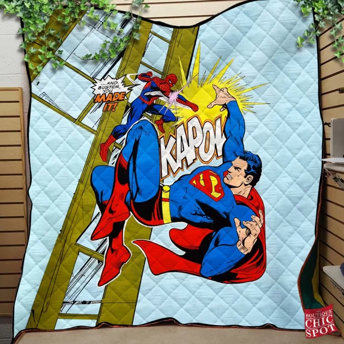 Spider-man vs Superman Quilt Blanket