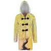 Yellow Tree Hooded Cloak Coat