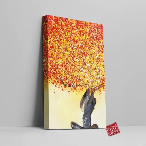 Yellow and Red Tree Canvas Wall Art