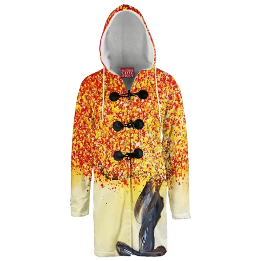 Yellow and Red Tree Hooded Cloak Coat