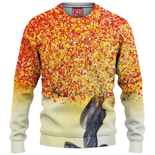 Yellow and Red Tree Knitted Sweater