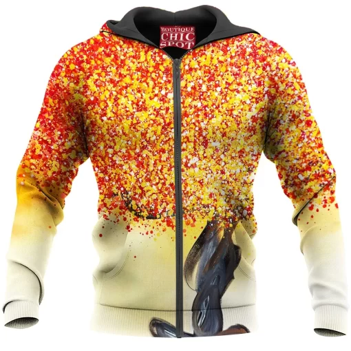 Yellow and Red Tree Zip Hoodie