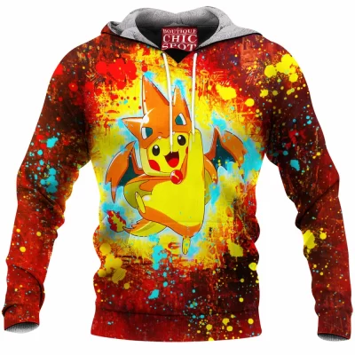 Anime Fleece-Hoodie, Pikachu Fleece-Hoodie, Pokemon Fleece-Hoodie