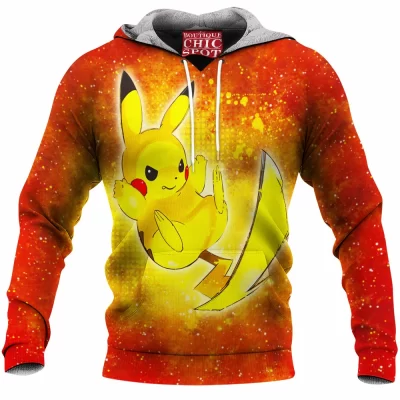 Anime Fleece-Hoodie, Pikachu Fleece-Hoodie, Pokemon Fleece-Hoodie