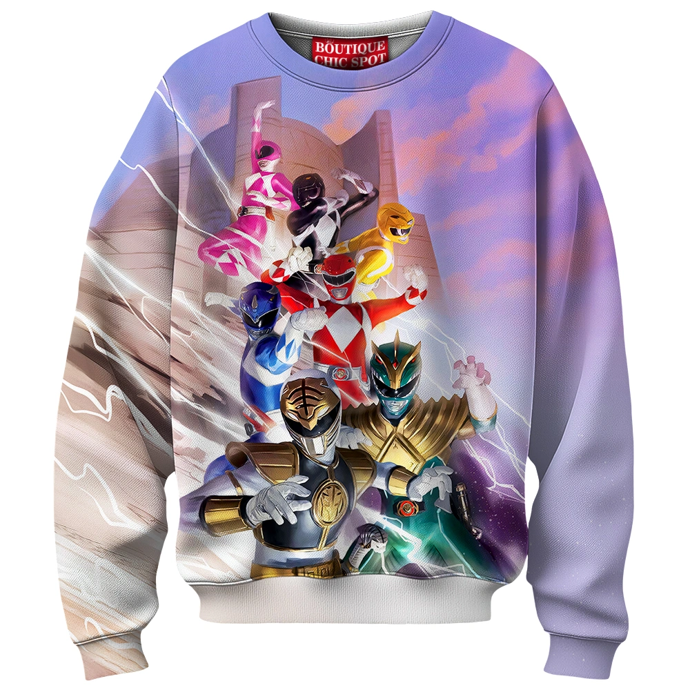 Mighty Morphin Power Rangers Zip Sweatshirt 1 M TU Boutique 8396 Sweatshirt MOCKUP FRONT