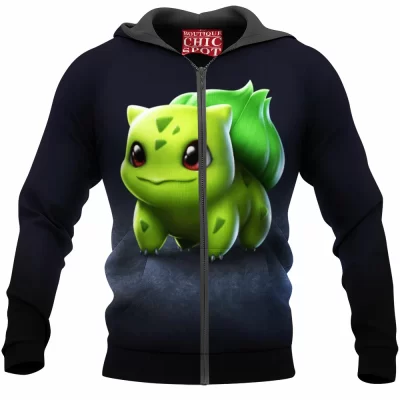 Anime Zip-Hoodie, Bulbasaur Zip-Hoodie, Pokemon Zip-Hoodie