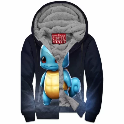 Anime Zip-Fleece-Hoodie, Pokemon Zip-Fleece-Hoodie, Squirtle Zip-Fleece-Hoodie