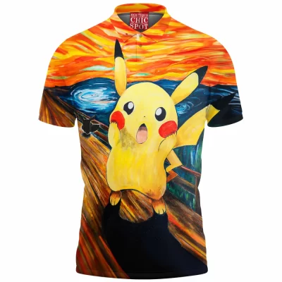 Anime Polo Shirt, Pikachu Polo Shirt, Pokemon Polo Shirt, Scream Polo Shirt