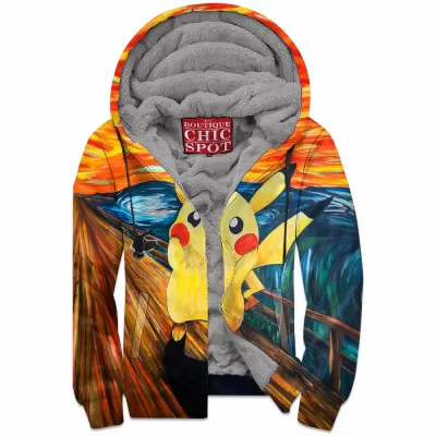 Anime Zip-Fleece-Hoodie, Pikachu Zip-Fleece-Hoodie, Pokemon Zip-Fleece-Hoodie, Scream Zip-Fleece-Hoodie