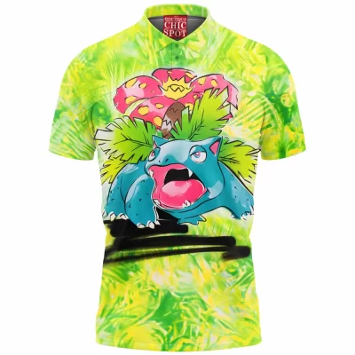 Anime Polo Shirt, Venusaur Polo Shirt, Pokemon Polo Shirt
