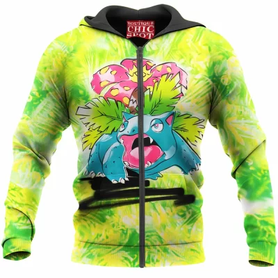 Anime Zip-Hoodie, Venusaur Zip-Hoodie, Pokemon Zip-Hoodie
