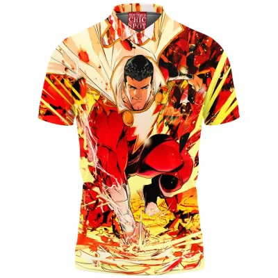 Comic Polo Shirt, Shazam Polo Shirt