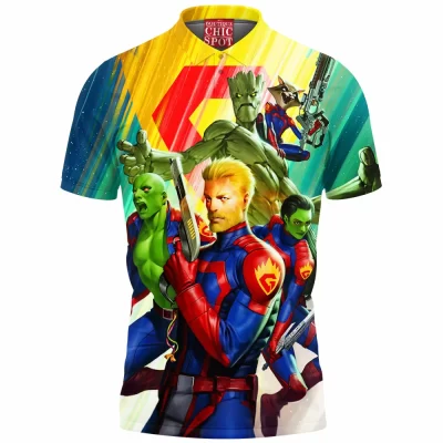 Comic Polo Shirt, Guardians of The Galaxy Polo Shirt