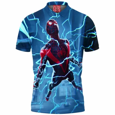 Comic Polo Shirt, Miles Morales Polo Shirt, Spdier-man Polo Shirt