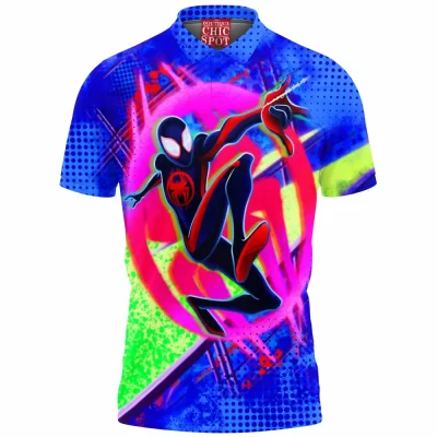 Comic Polo Shirt, Miles Morales Polo Shirt, Spdier-man Polo Shirt