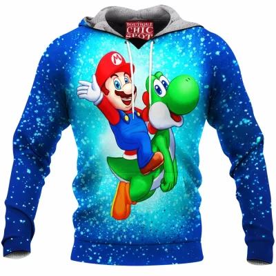 Game Fleece-Hoodie, Mario Fleece-Hoodie, Yoshi Fleece-Hoodie
