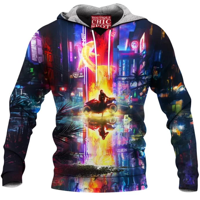 Cyberpunk Reflection Fleece Hoodie