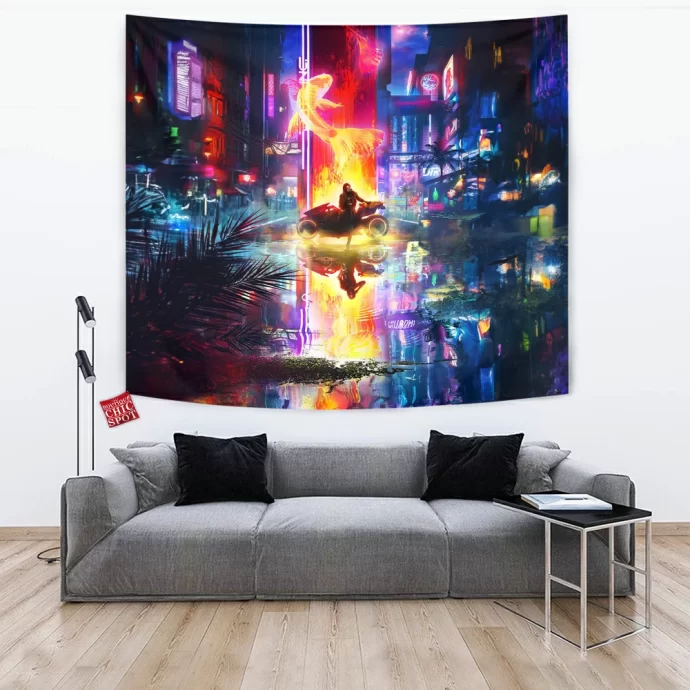 Cyberpunk Reflection Tapestry