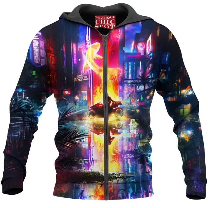 Cyberpunk Reflection Zip Hoodie