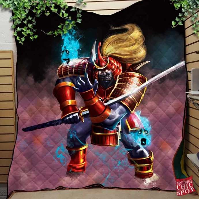 Ghost Samurai Quilt Blanket