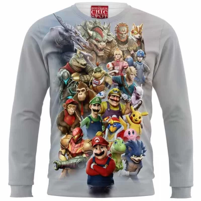 Super Smash Bros Zip Sweatshirt, Game Zip Sweatshirt
