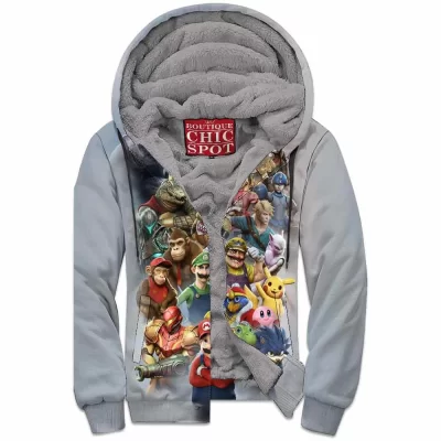 Game Zip-Fleece-Hoodie, Super Smash Bros Zip-Fleece-Hoodie