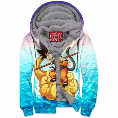 Goku Zip-Fleece-Hoodie, Anime Zip-Fleece-Hoodie, Dragon Ball Zip-Fleece-Hoodie
