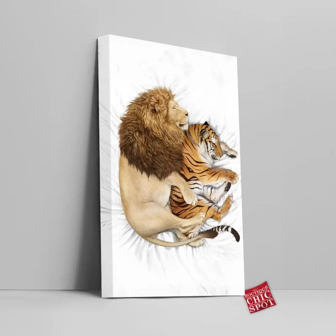 Lion And Tiger Canvas Wall Art