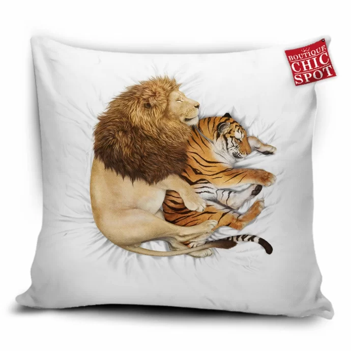 Lion And Tiger Pillow Cover