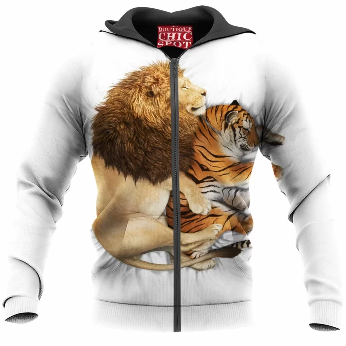 Lion And Tiger Zip Hoodie