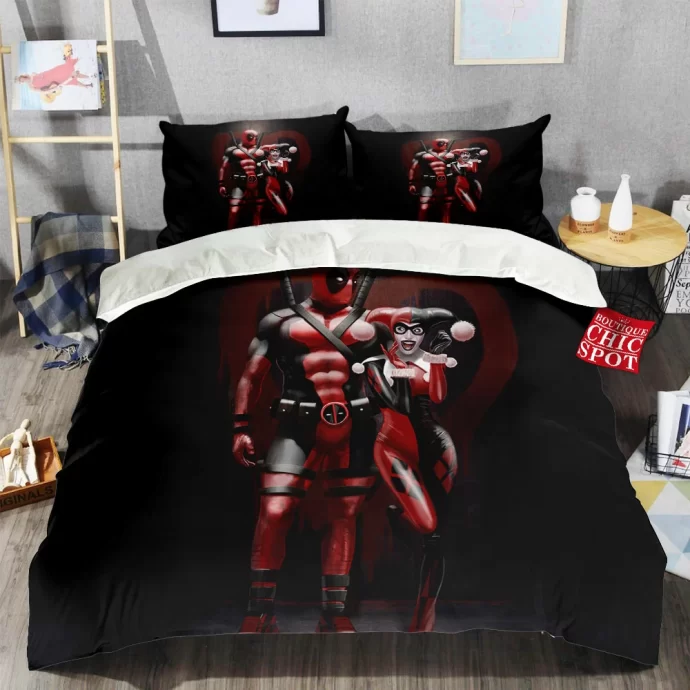 Harley Quinn And Deapool Bedding Set