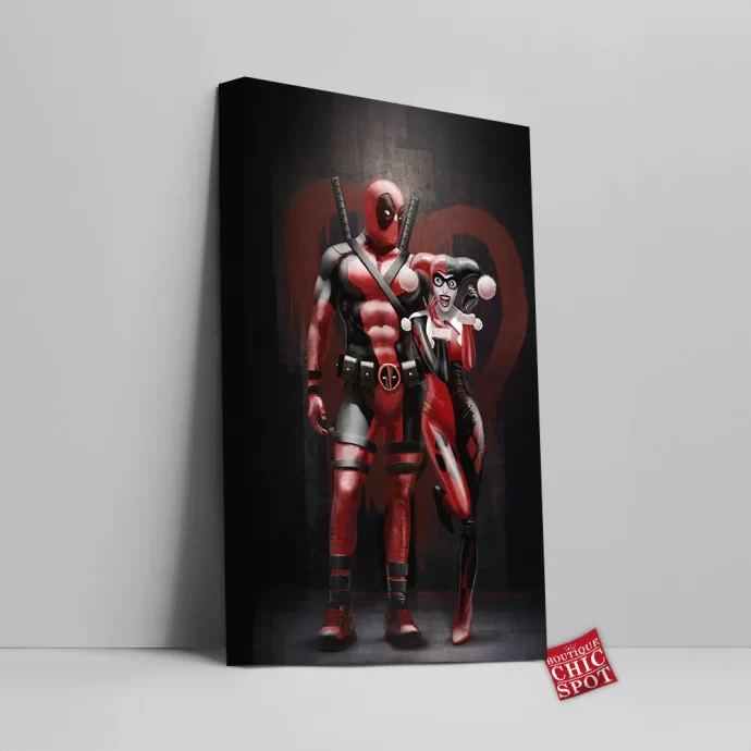 Harley Quinn And Deapool Canvas Wall Art