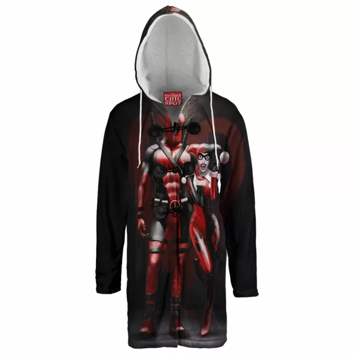 Harley Quinn And Deapool Hooded Cloak Coat