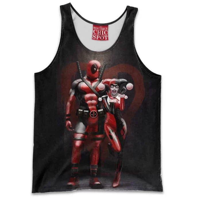 Harley Quinn And Deapool Tank Top