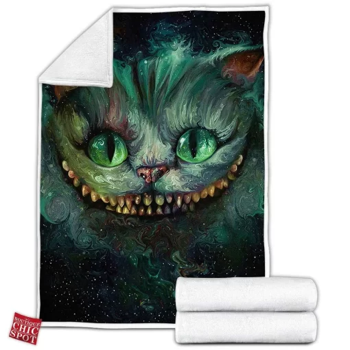 We Are All Mad Here The Cheshire Cat Fleece Blanket