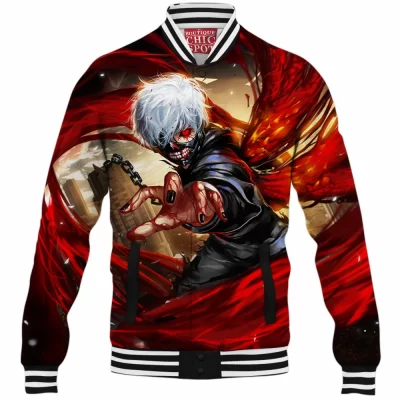 Kaneki Baseball-Jacket, Anime Baseball-Jacket, Tokyo Ghoul Baseball-Jacket