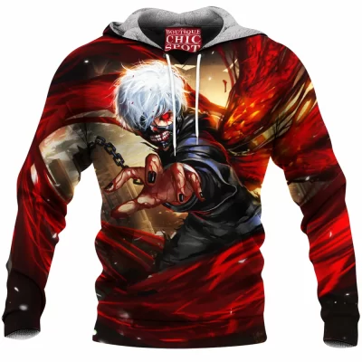 Kaneki Fleece-Hoodie, Anime Fleece-Hoodie, Tokyo Ghoul Fleece-Hoodie