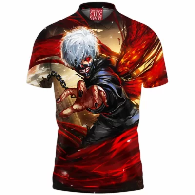 Kaneki Polo Shirt, Anime Polo Shirt, Tokyo Ghoul Polo Shirt