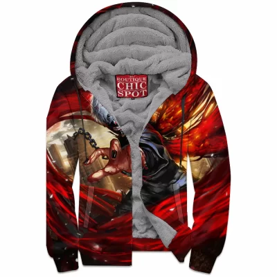 Kaneki Zip-Fleece-Hoodie, Anime Zip-Fleece-Hoodie, Tokyo Ghoul Zip-Fleece-Hoodie