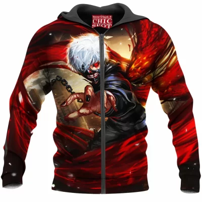 Kaneki Zip-Hoodie, Anime Zip-Hoodie, Tokyo Ghoul Zip-Hoodie