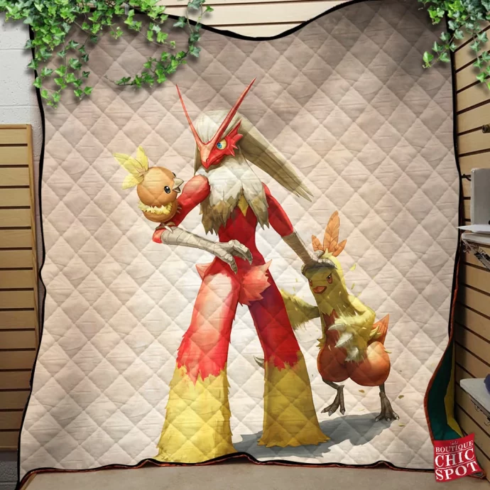 Torchic Combusken And Blaziken Quilt Blanket