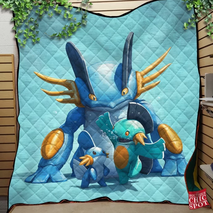 Mudkip Marshtomp And Swampert Quilt Blanket