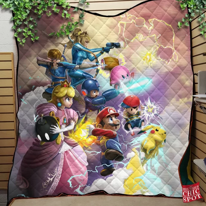 Mario Smash Bros Quilt Blanket