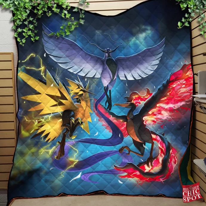 Icuno Zapdos Moltres Quilt Blanket