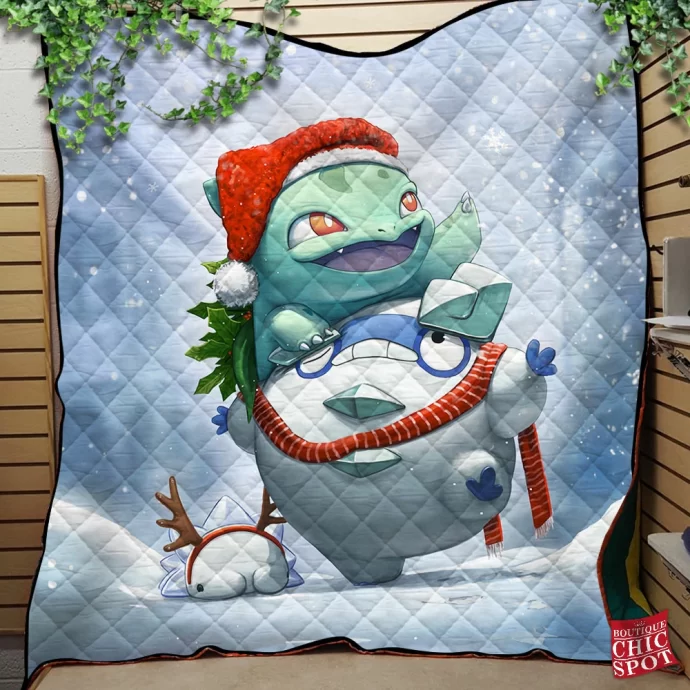 Bulbasaur Christmas Quilt Blanket