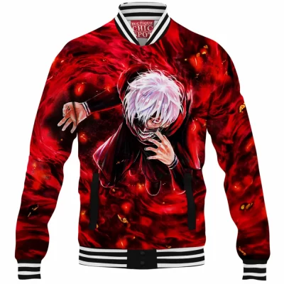 Anime Baseball-Jacket, Ken Kaneki Baseball-Jacket, Tokyo Ghoul Baseball-Jacket
